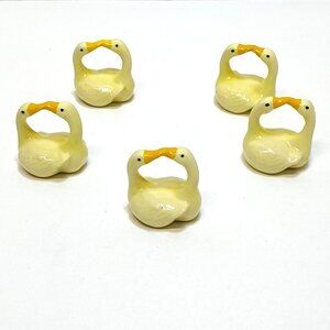 Napkin Rings Duck Geese Goose Holders (5) Country Farmhouse Decor Circa 1980 VTG
